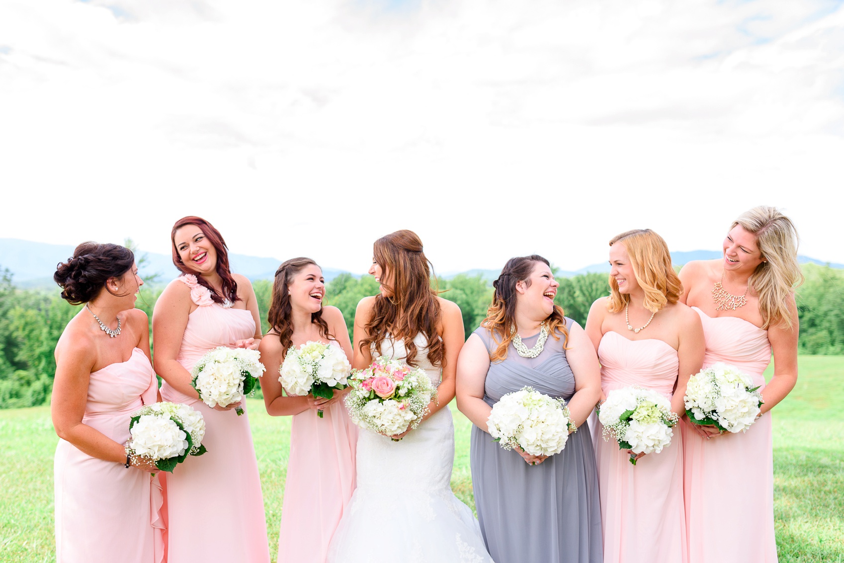 pink long bridesmaids dresses 