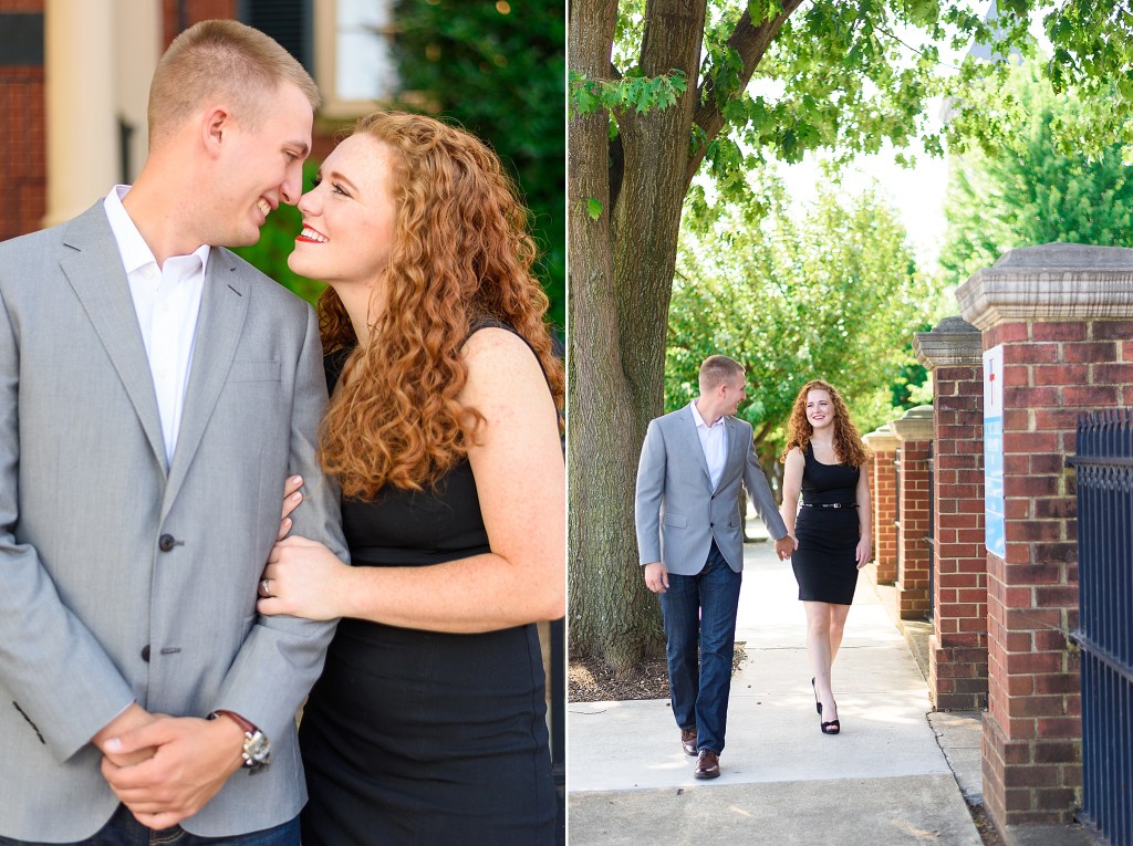 holding hands and walking engagement photo