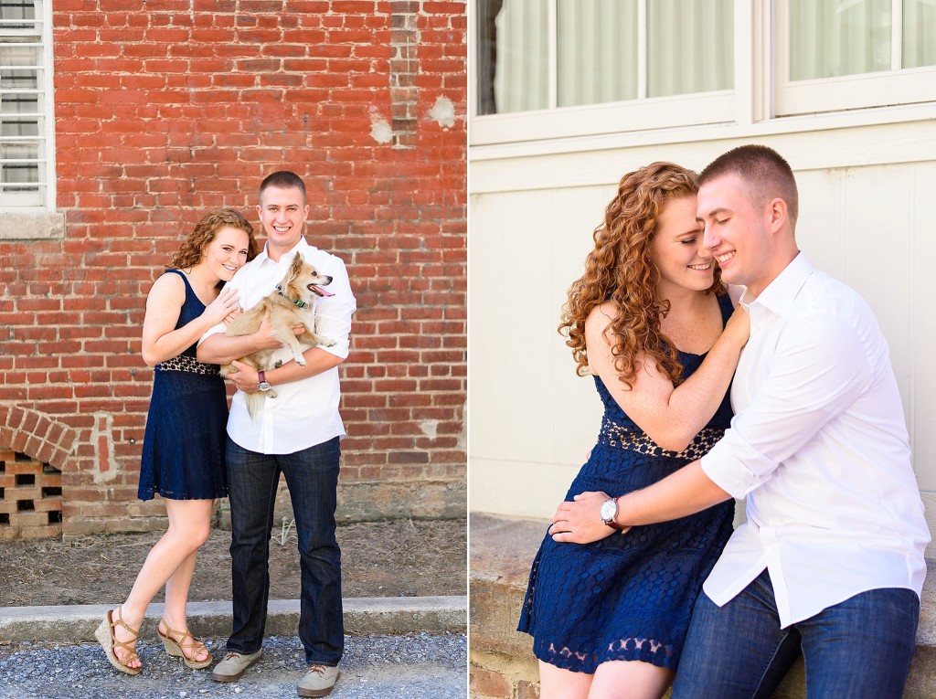 holding dog engagement pictures