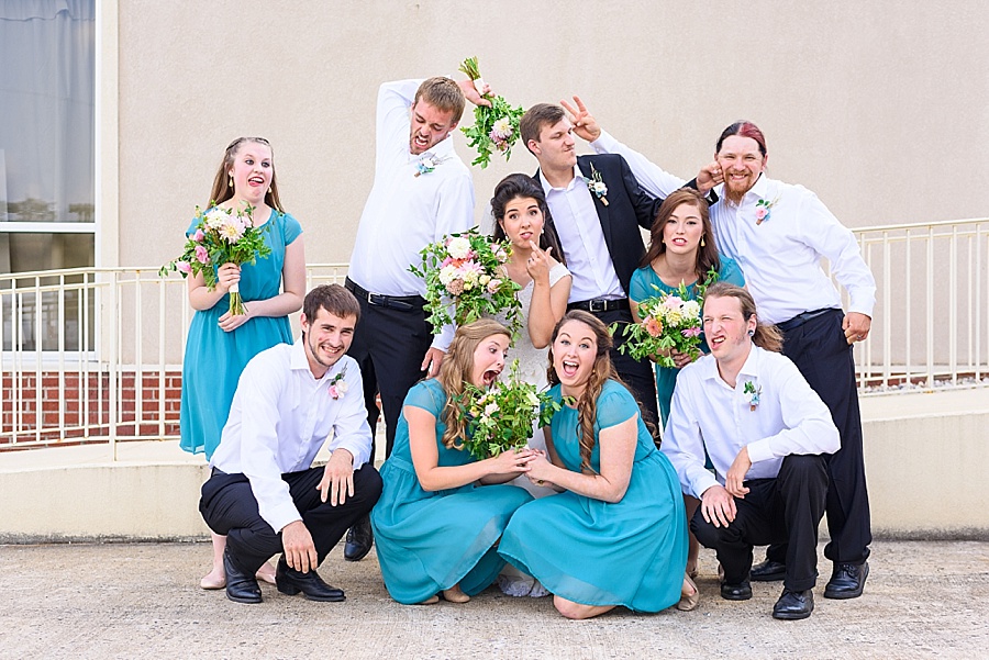 bridal party funny pose