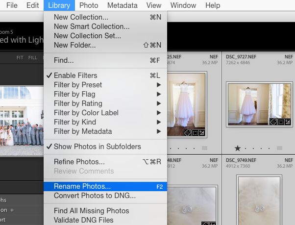 how to rename pictures in Lightroom