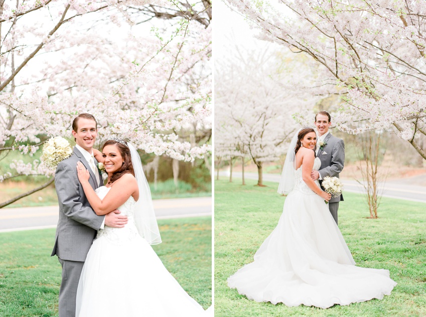 bride and groom cherry blossoms