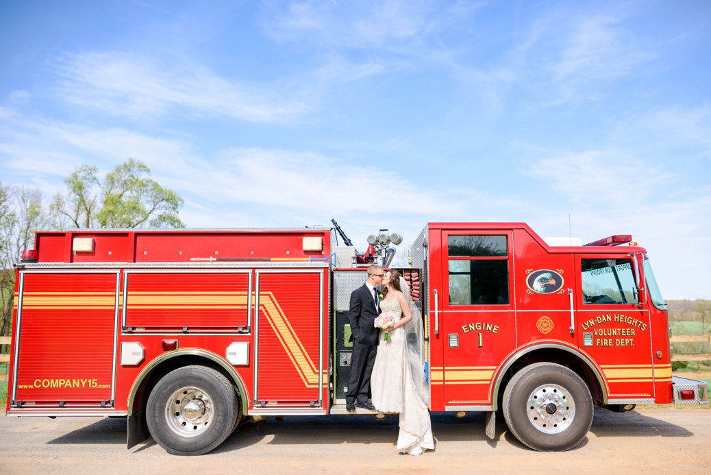 fire truck wedding photos
