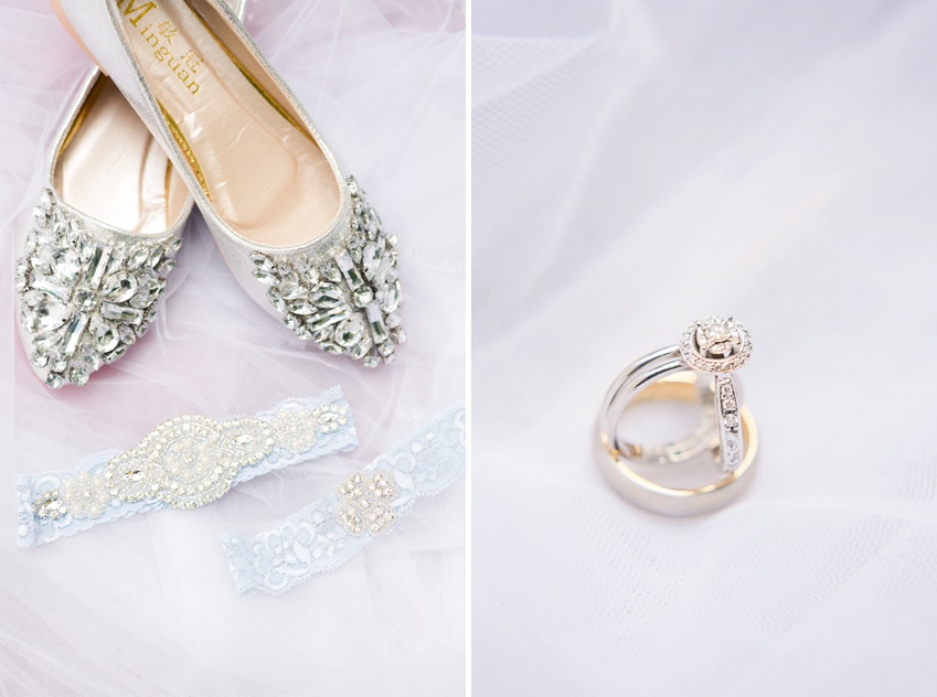 wedding shoes garter and rings