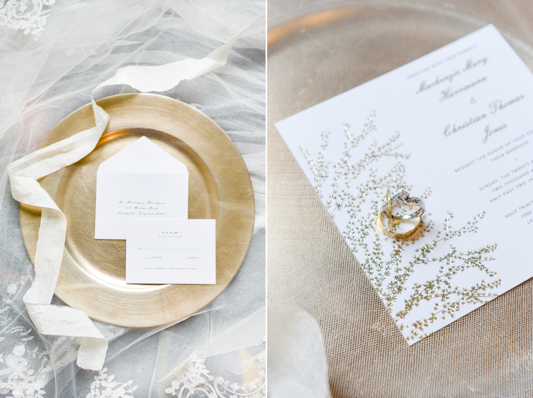 wedding rings and invitation