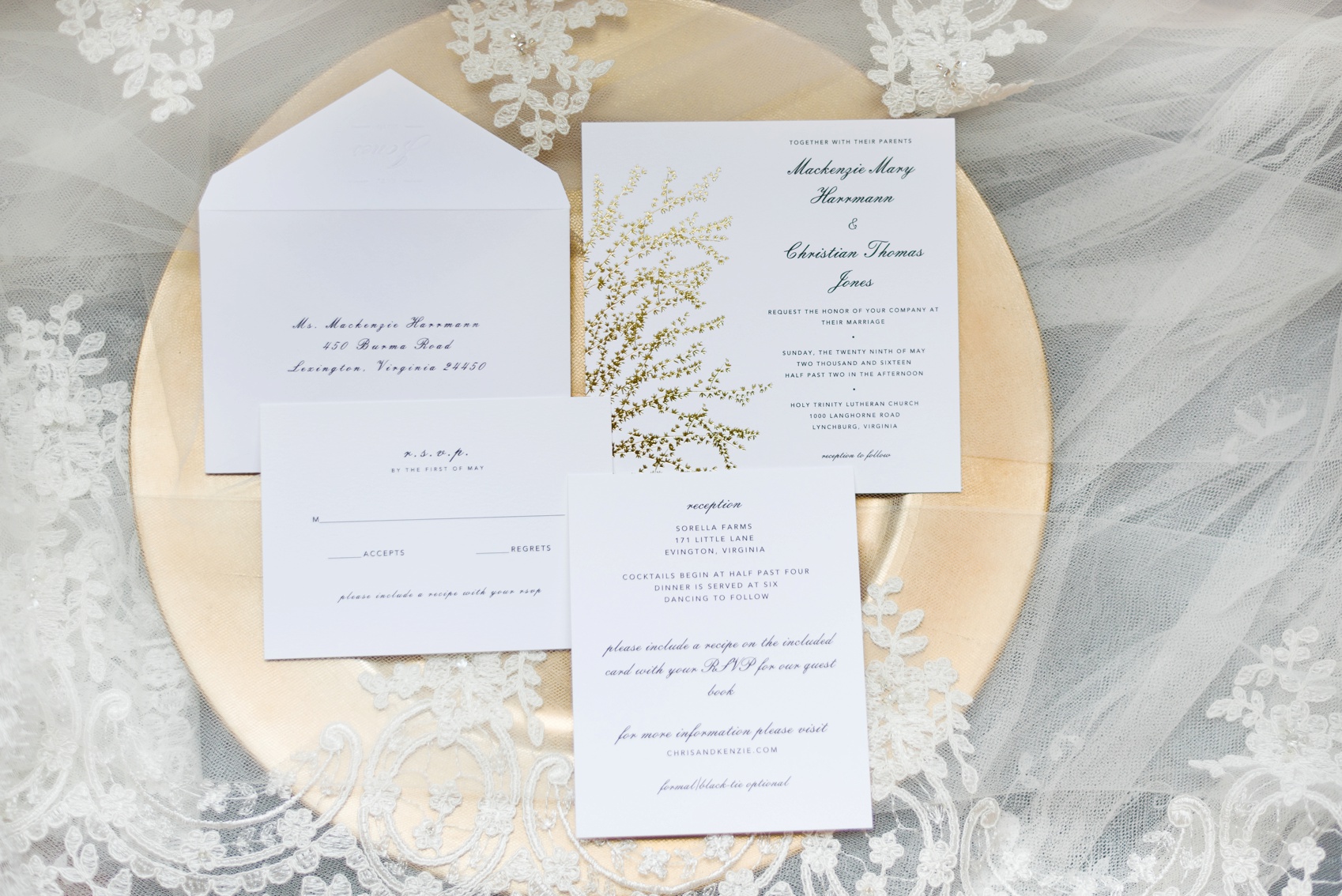 gold wedding invitations