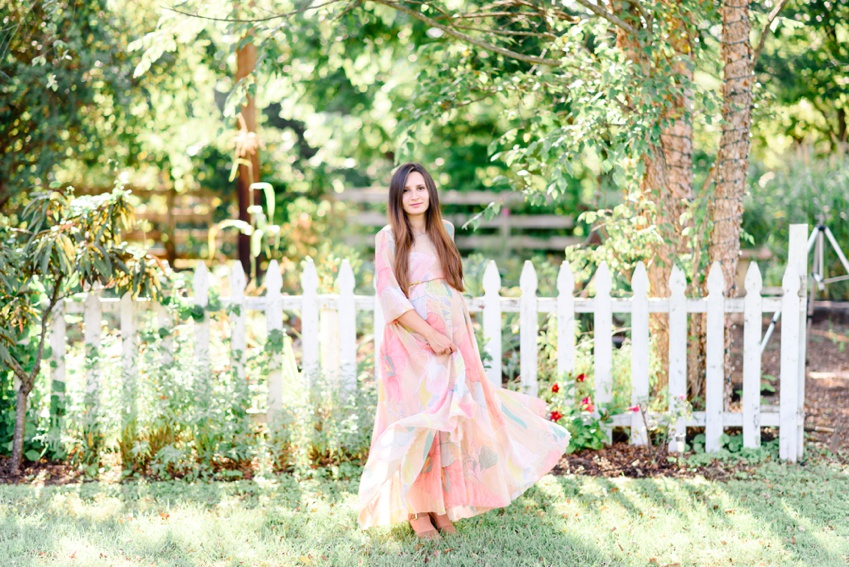 pink maternity floral dress