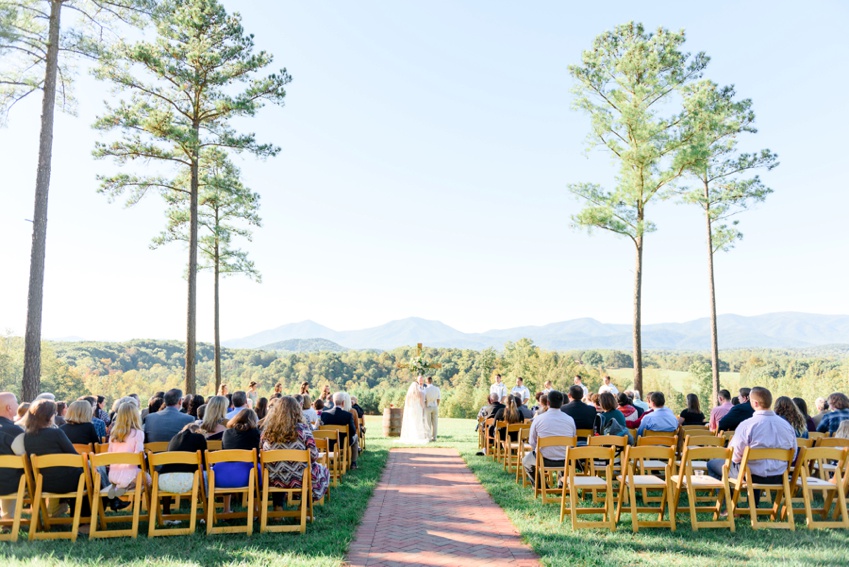 outdoor ceremony with blue ridge mountain view