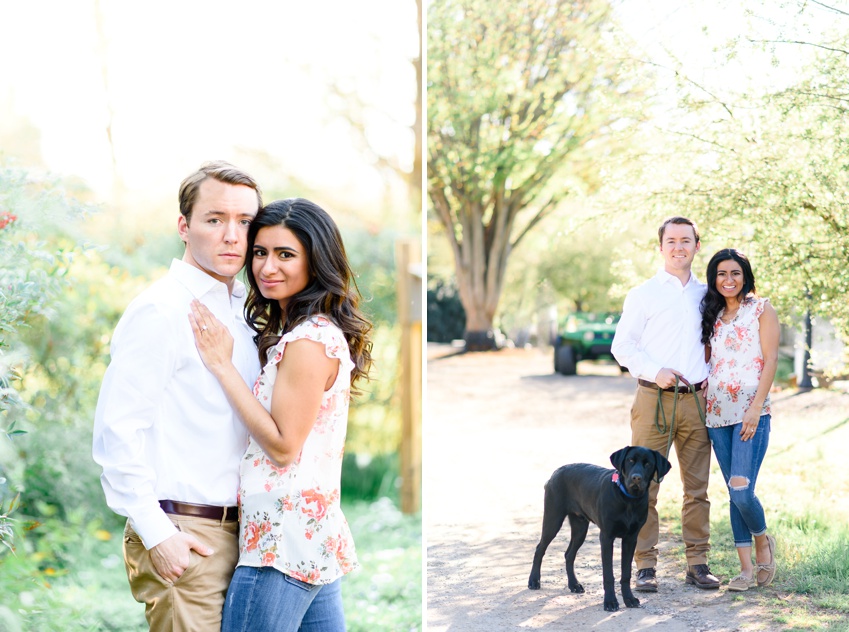 couple brings dog to their engagement session