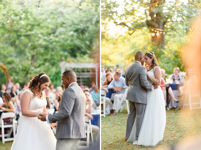 first dance during backyard wedding
