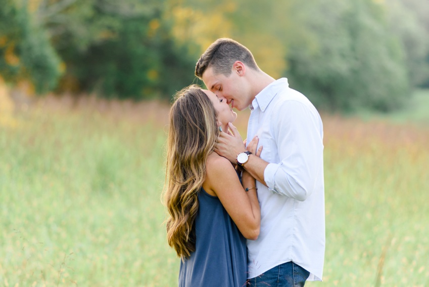 intimate moment during engagement session