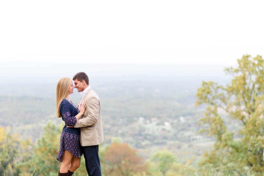 couple smiling overlooking virginia mountains