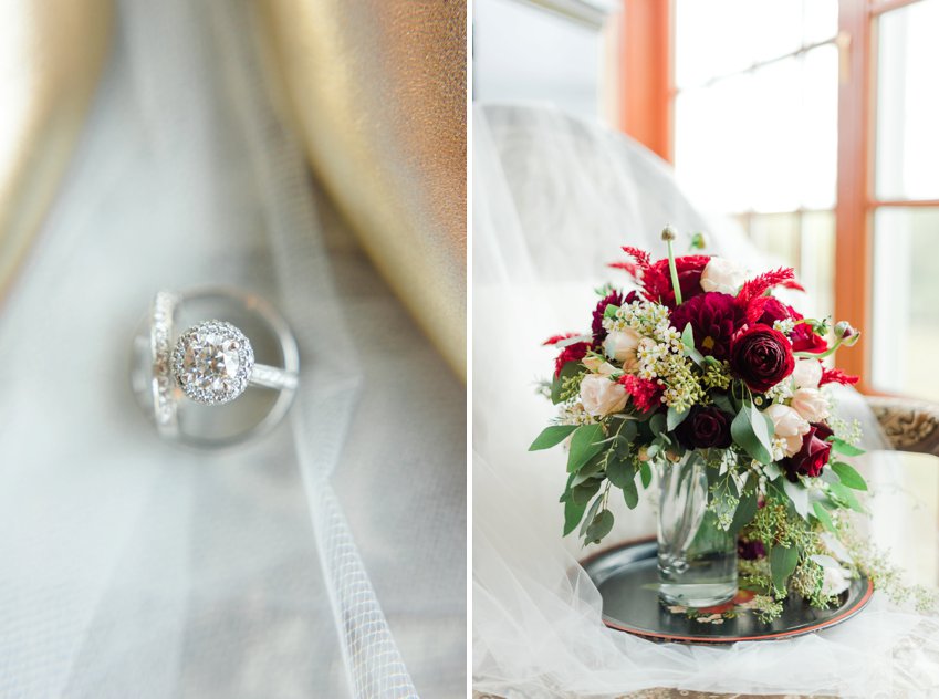 ring and wedding bouquet detail photos