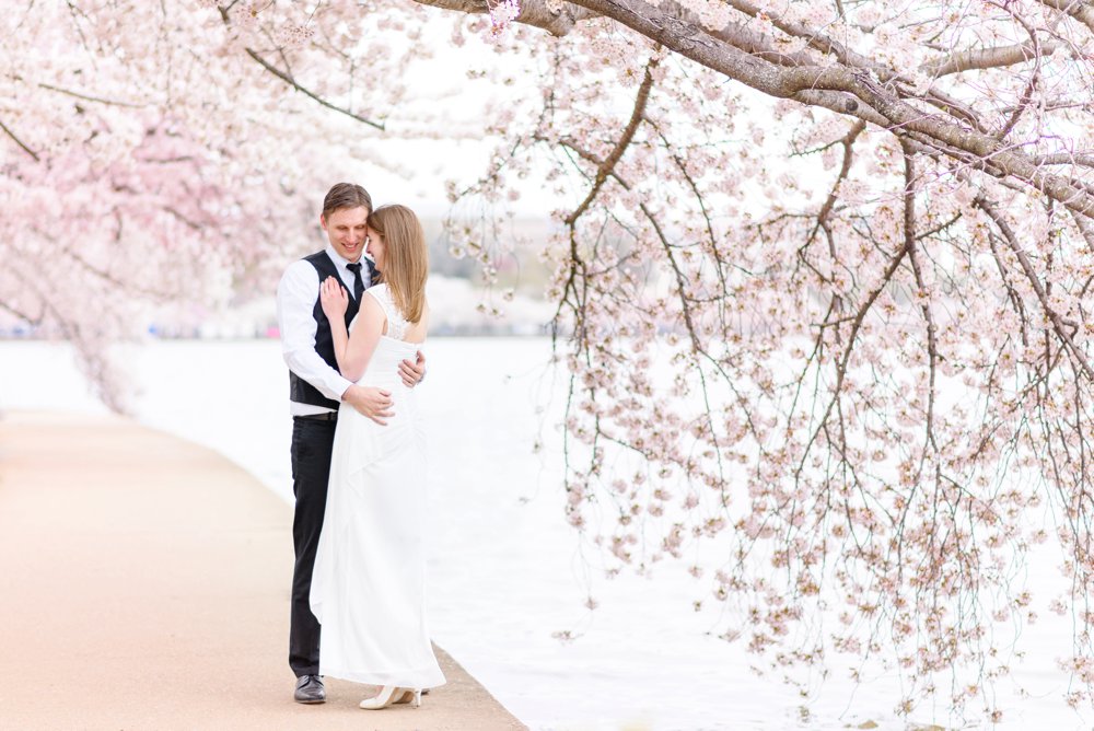 cherry blossoms elopement photos