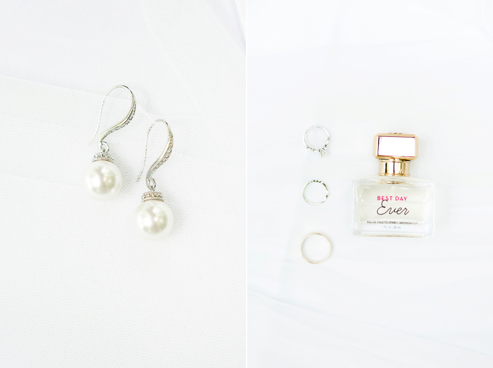 bridal earrings and perfume