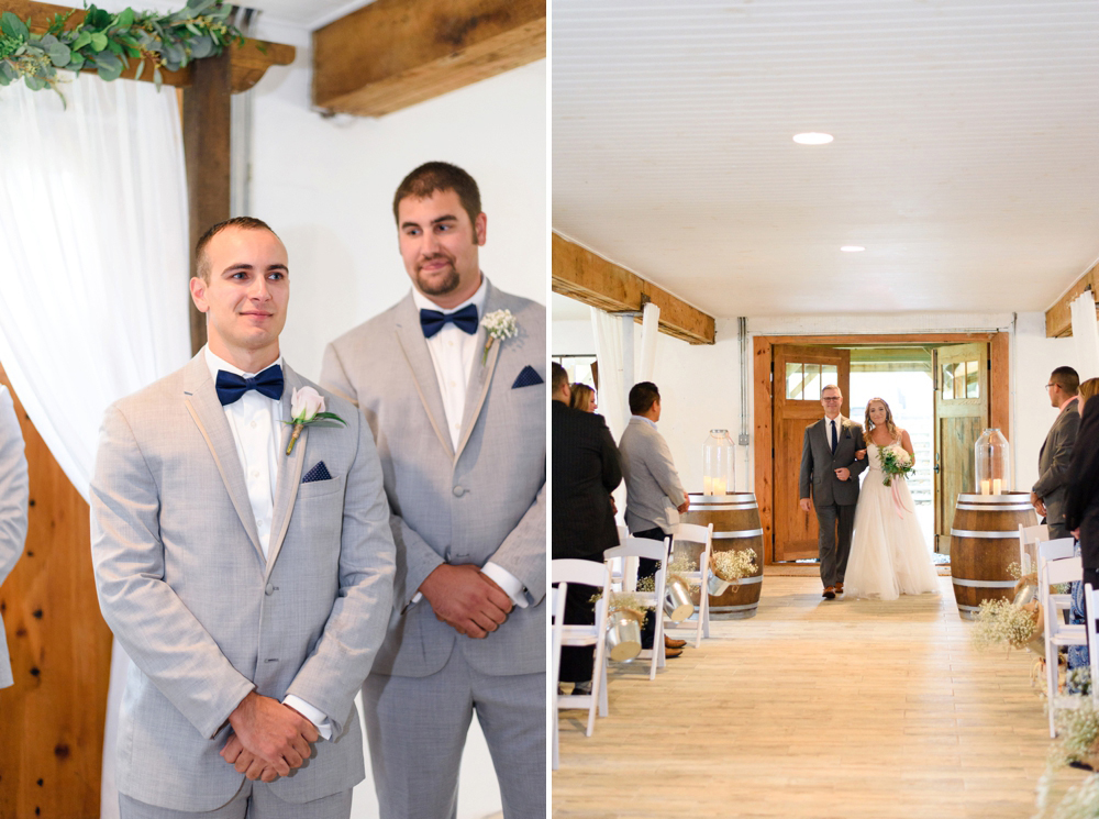 indoor barn ceremony at 48 fields