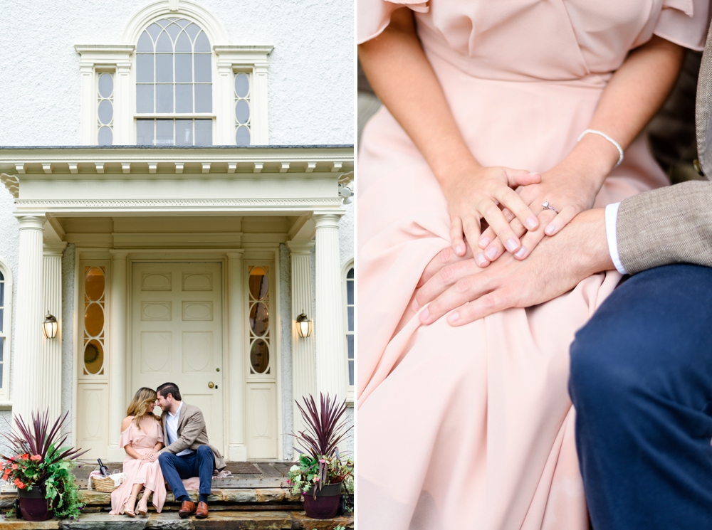 long pink dress for engagement photos