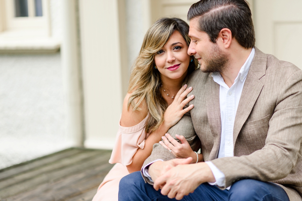 couple looking at the camera for engagement pictures