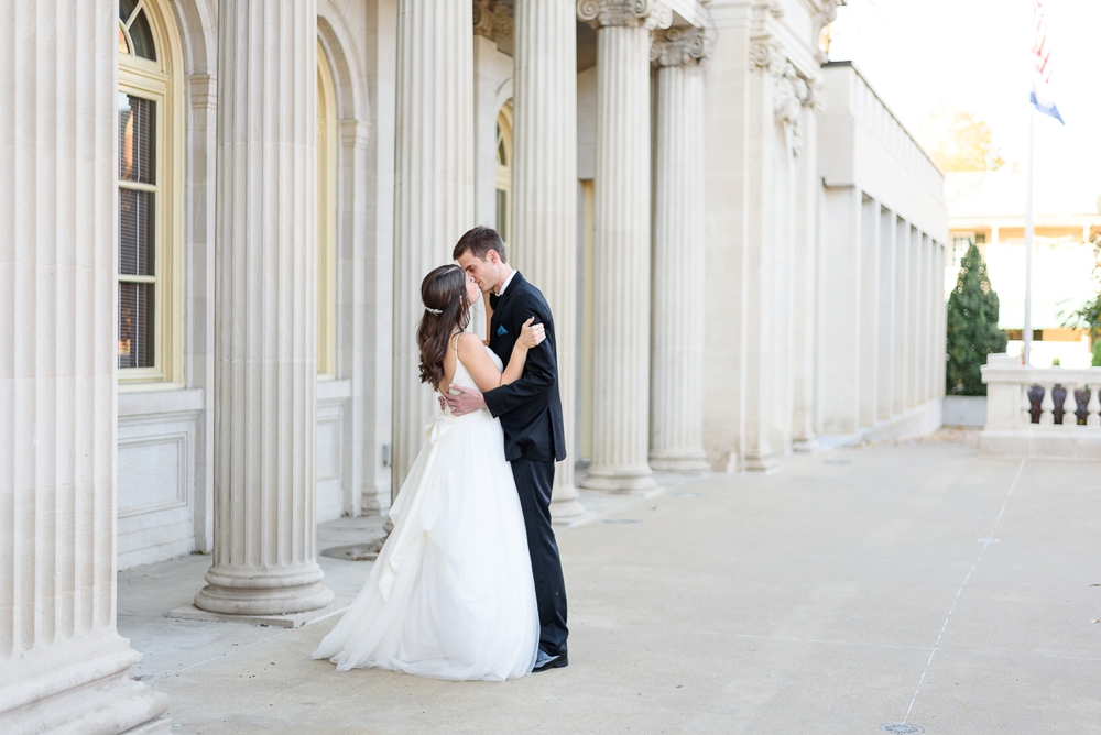 bride and groom kissing 