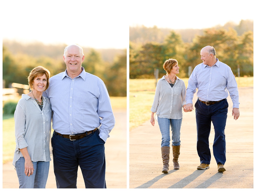 grandparents walking and laughing at the camera