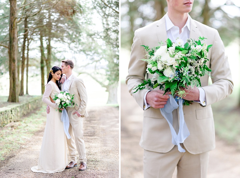 groom holding bride's bouquet by love bloom dc