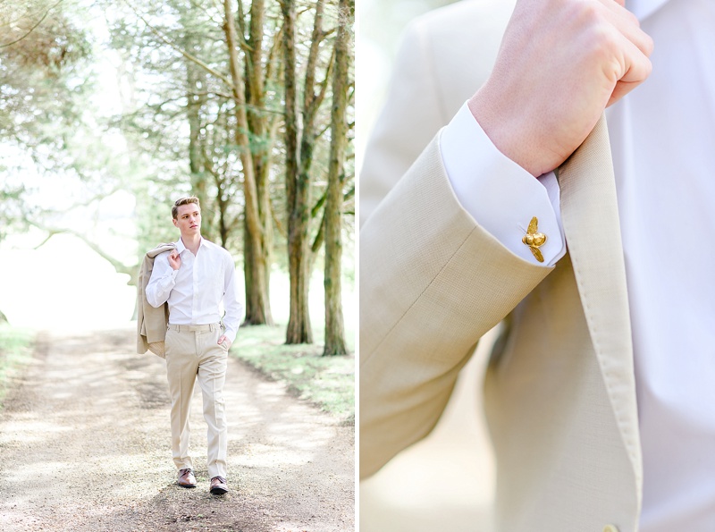 groom walking in the forest 