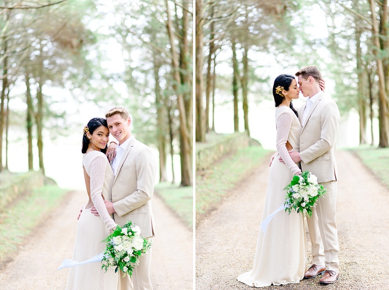 outdoor wedding pictures of newlyweds