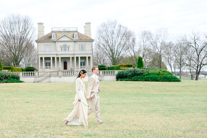 couple walking at great marsh estate