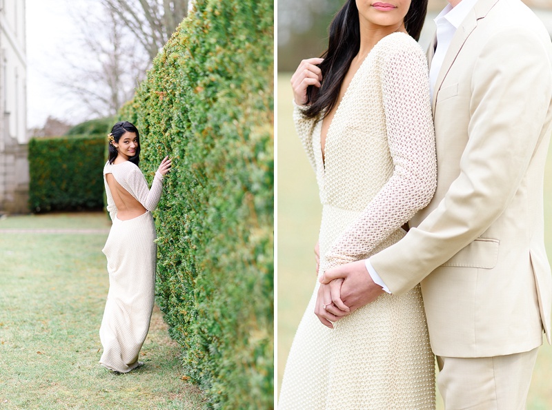 bride walking and looking at groom