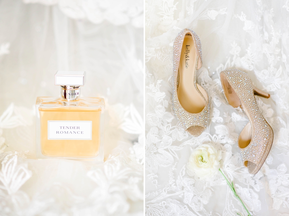 bridal perfume and wedding shoes
