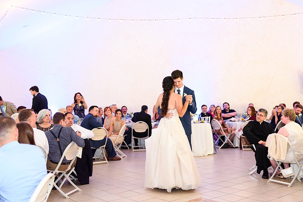 bride and groom first dance at Molon Lave Vineyards