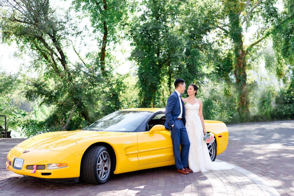 wedding pictures with a corvette 
