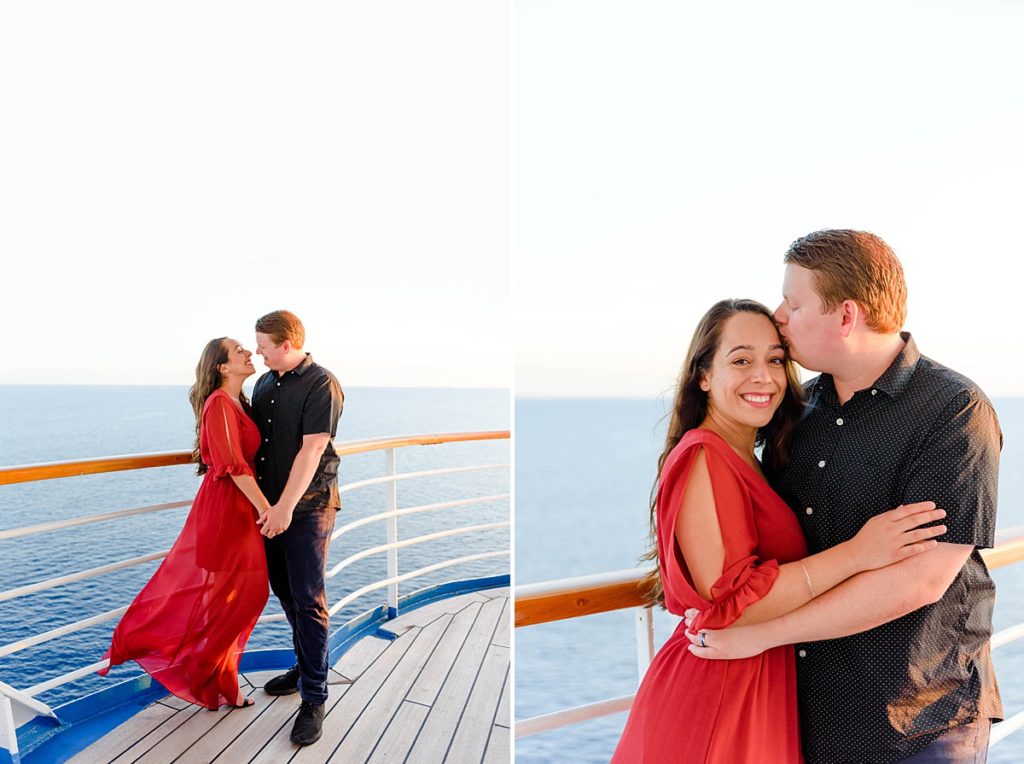 couple taking anniversary photos on Carnival Cruise