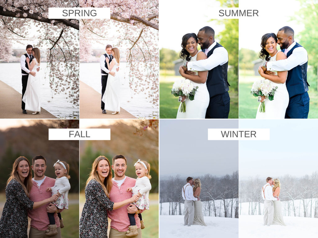 editing in different seasons with presets
