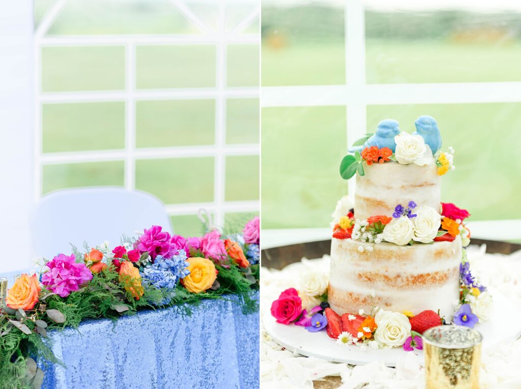 blue bird wedding cake