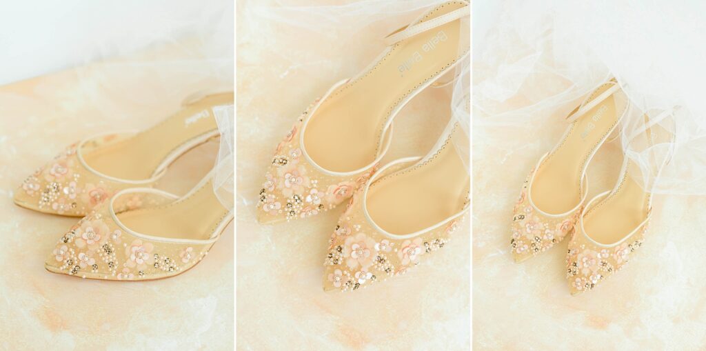how to style the bridal shoes on a wedding day