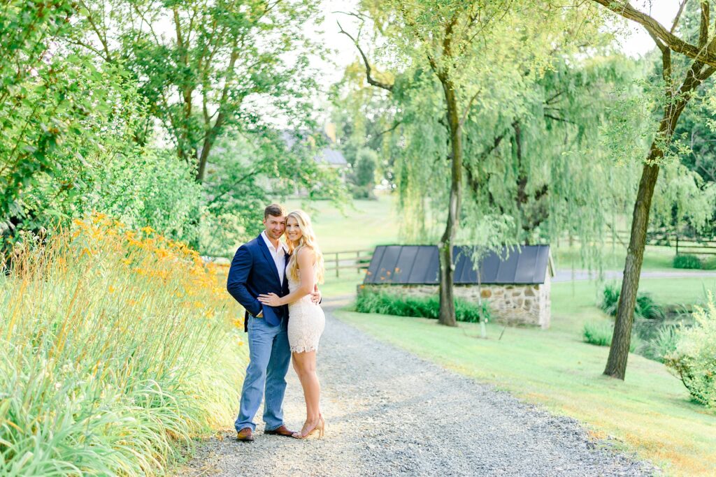 sweet couple taking engagement photos in Purcellville, VA