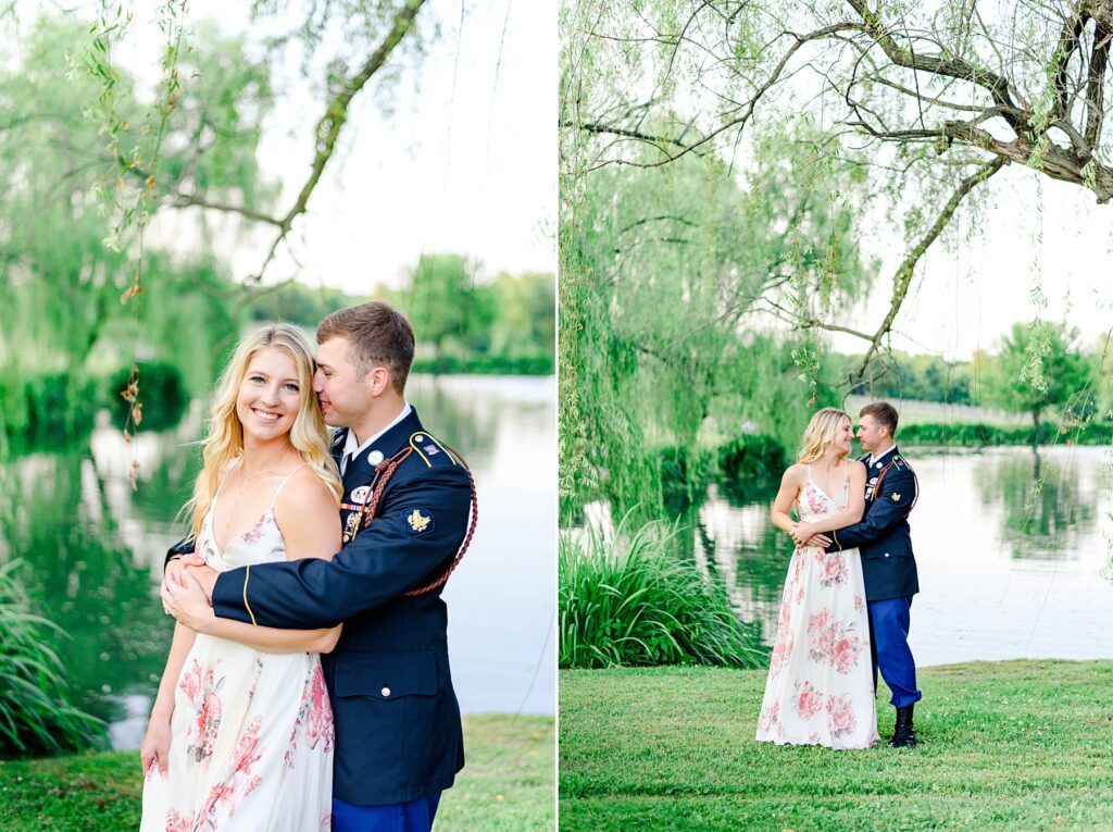 pink floral dress for engagement photos