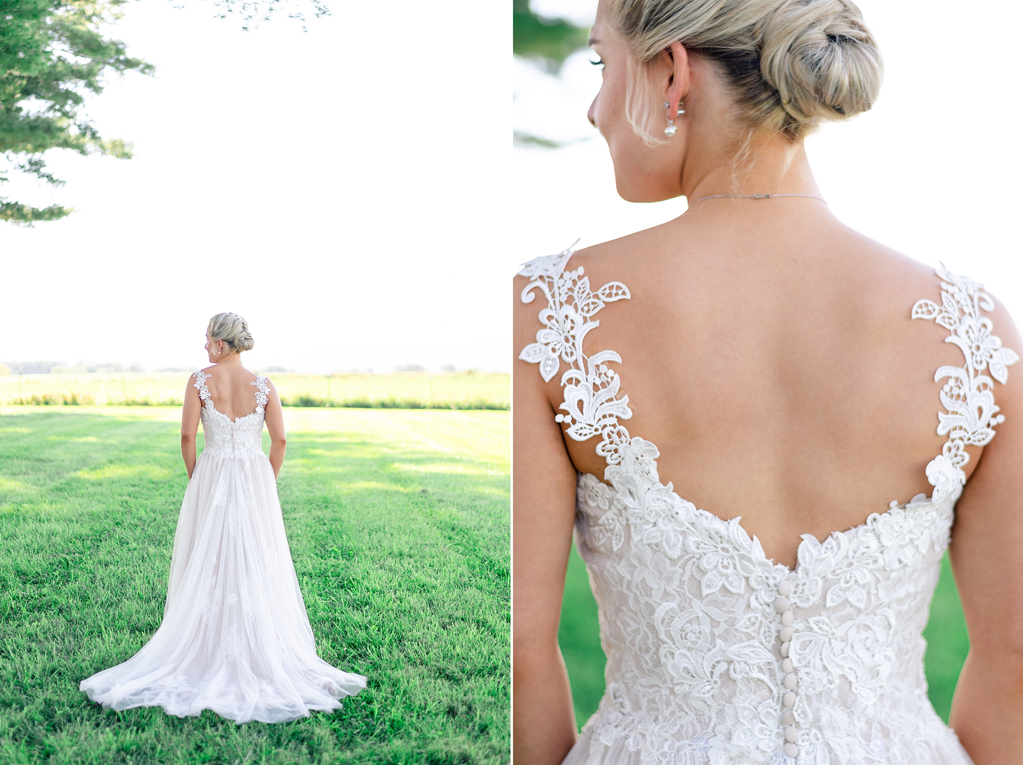 bride wearing a lace wedding dress