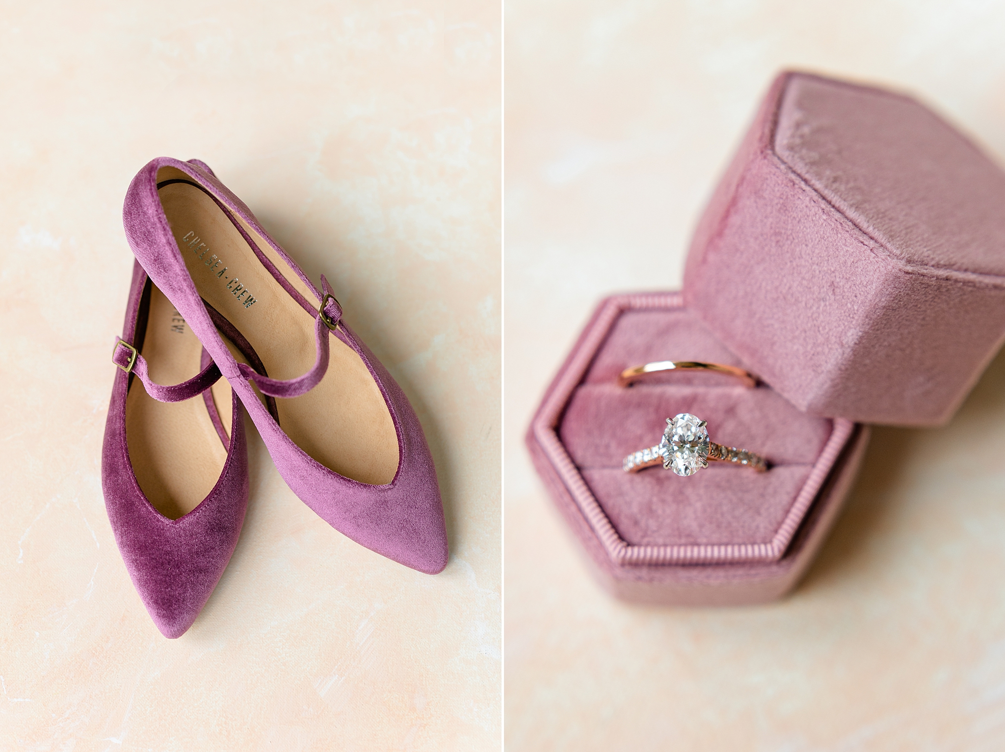 pink velvet wedding shoes