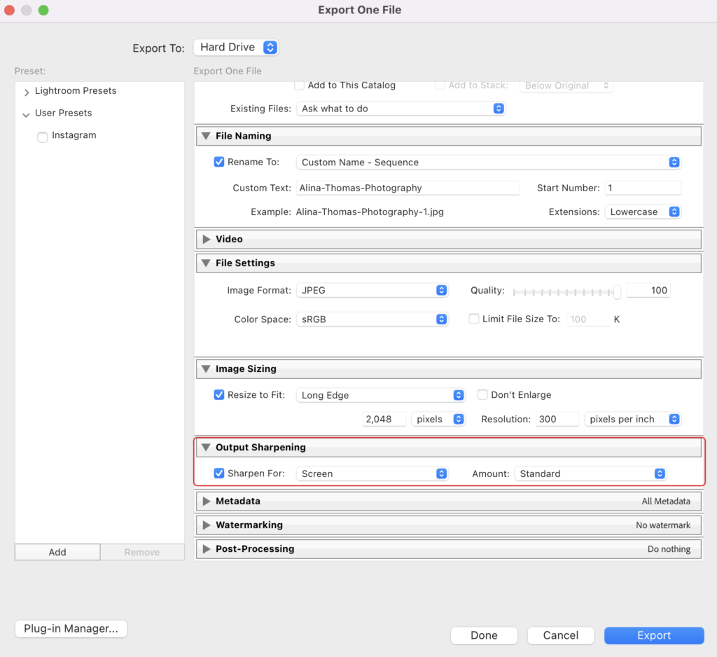 Lightroom settings for photographers