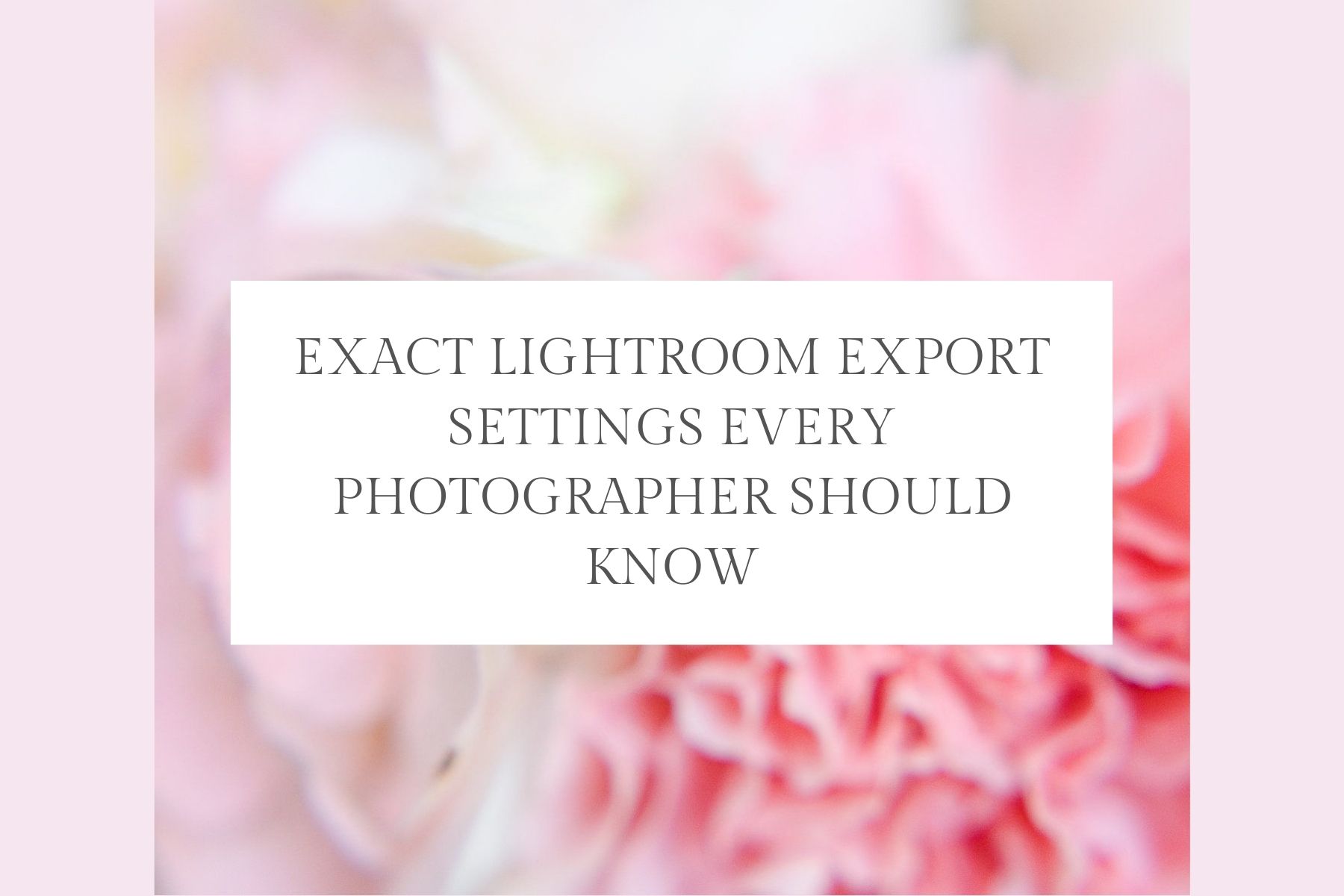 Lightroom settings for wedding photographers