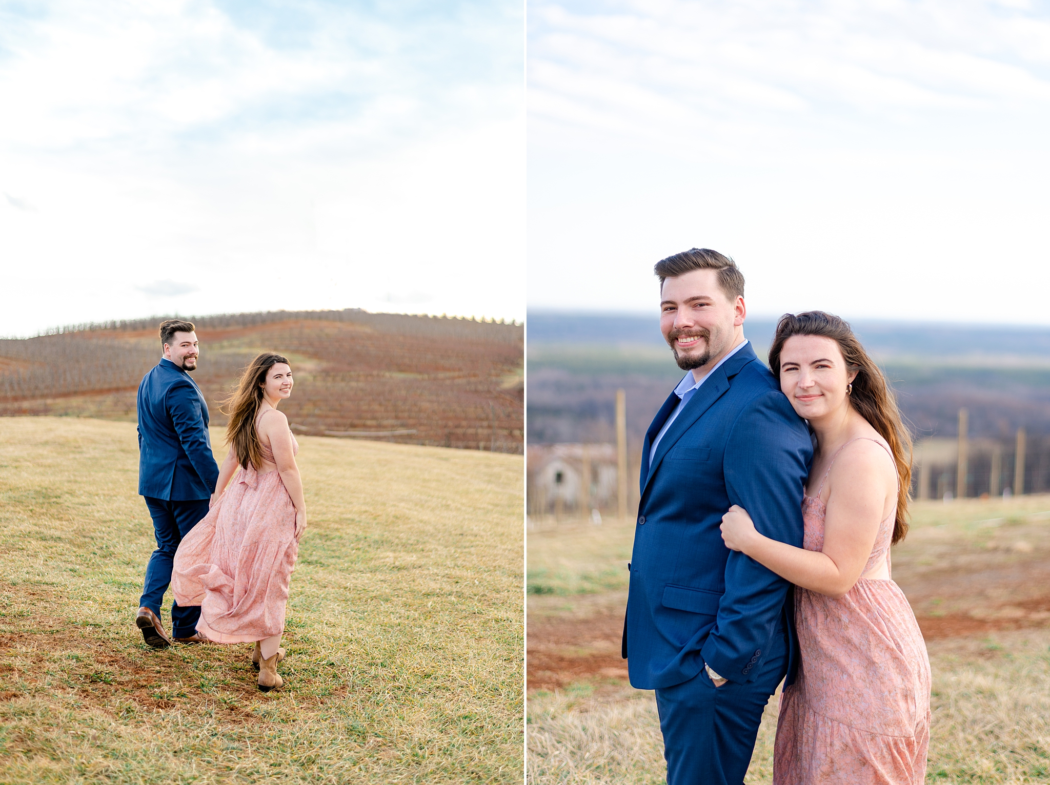 lovely couple taking pictures at Carter Mountain Orchard