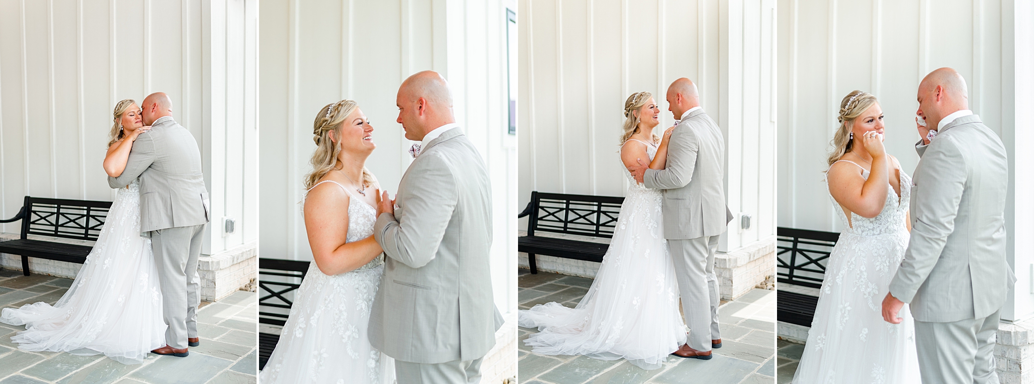 groom sees his bride for the first time before the ceremony