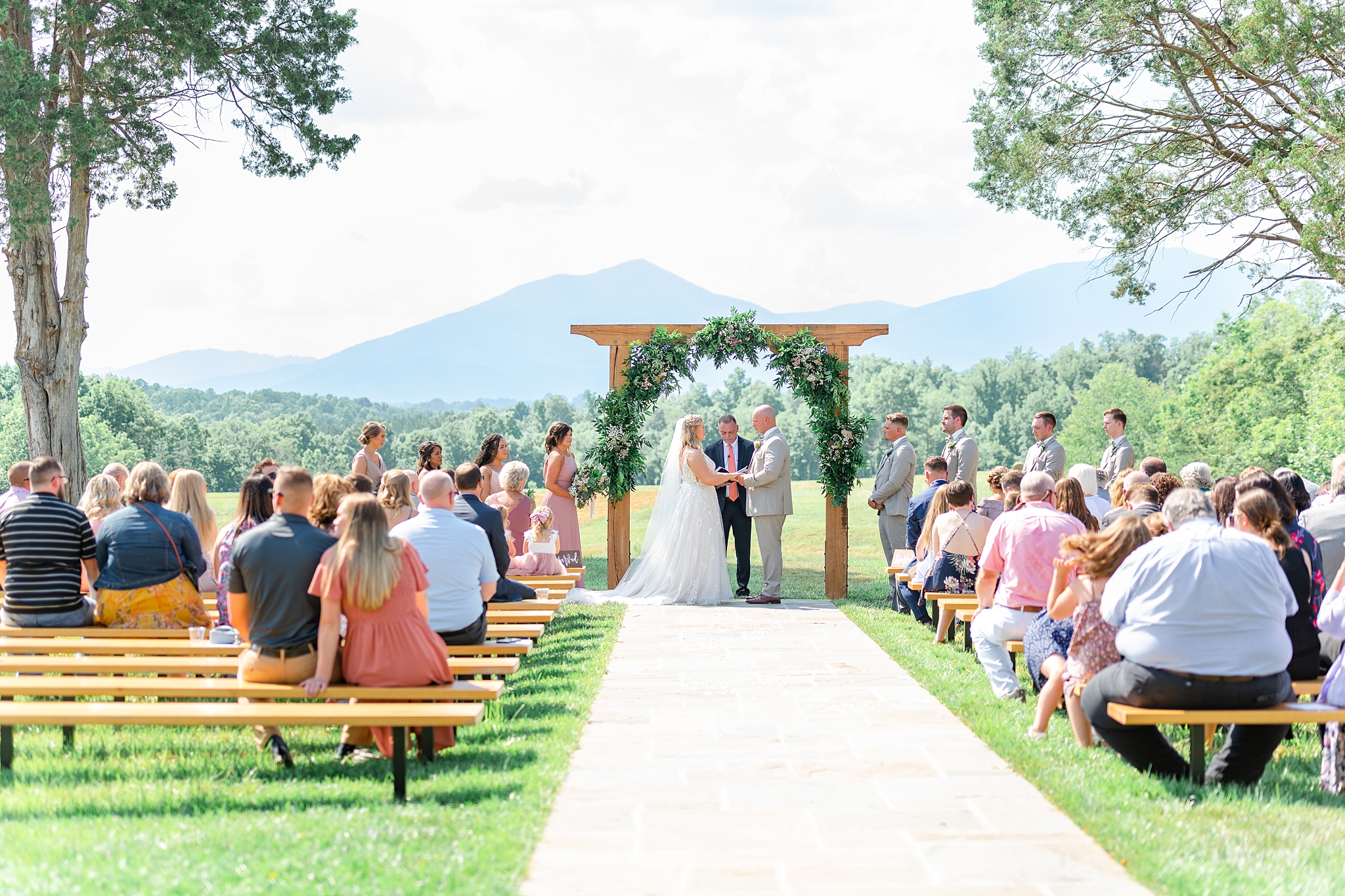 outdoor ceremony with a mountain view