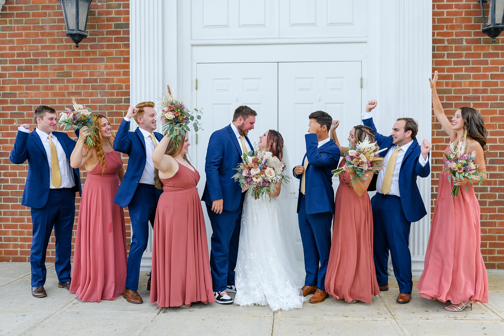 bridal party pictures at Old Pate Chapel in Lynchburg