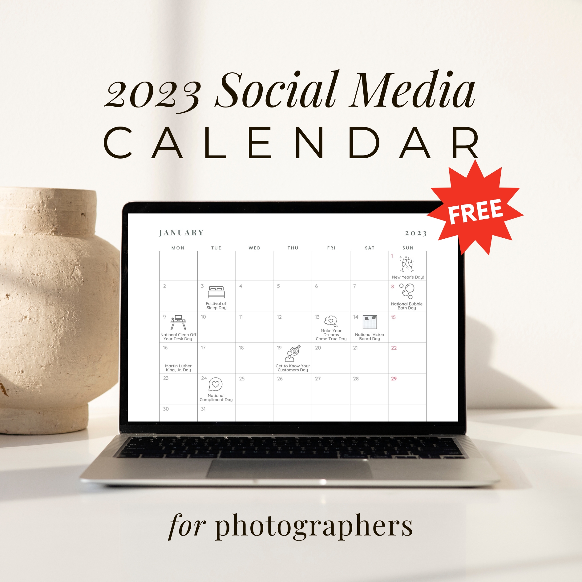 social media calendar for photographers