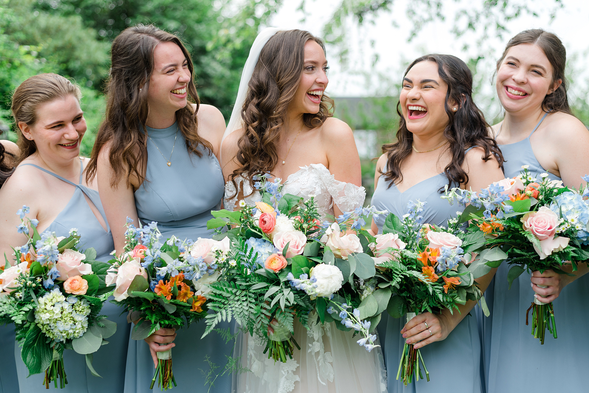 bridesmaids smiling