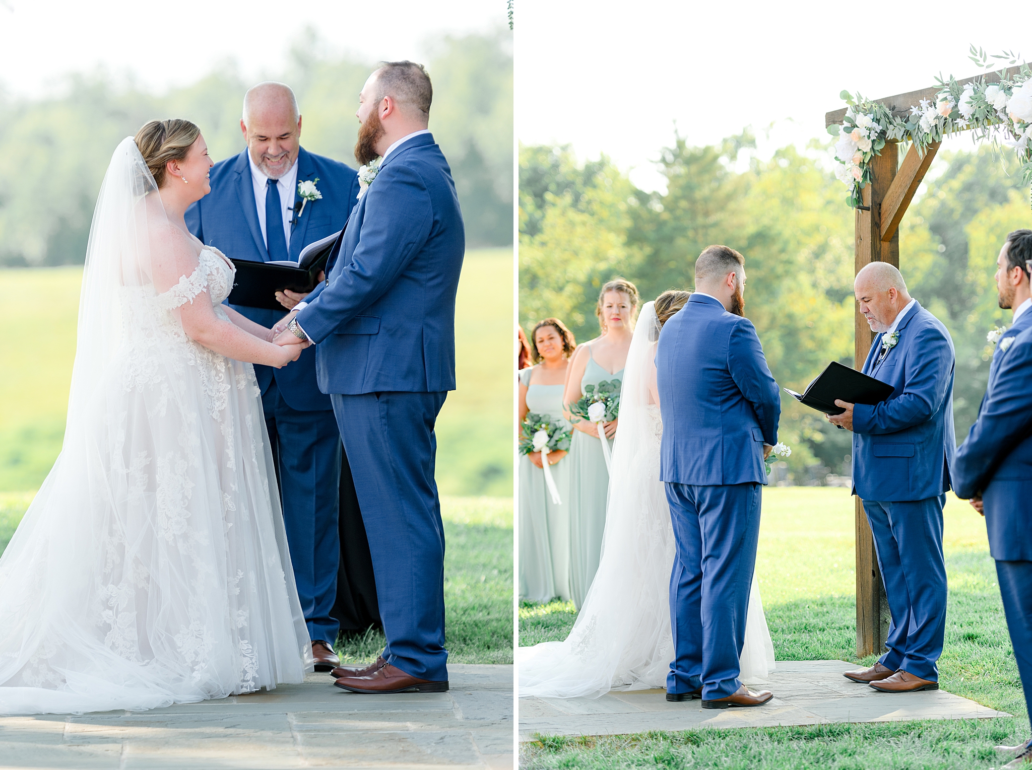 outdoor wedding ceremony at Cedar Oaks Farm