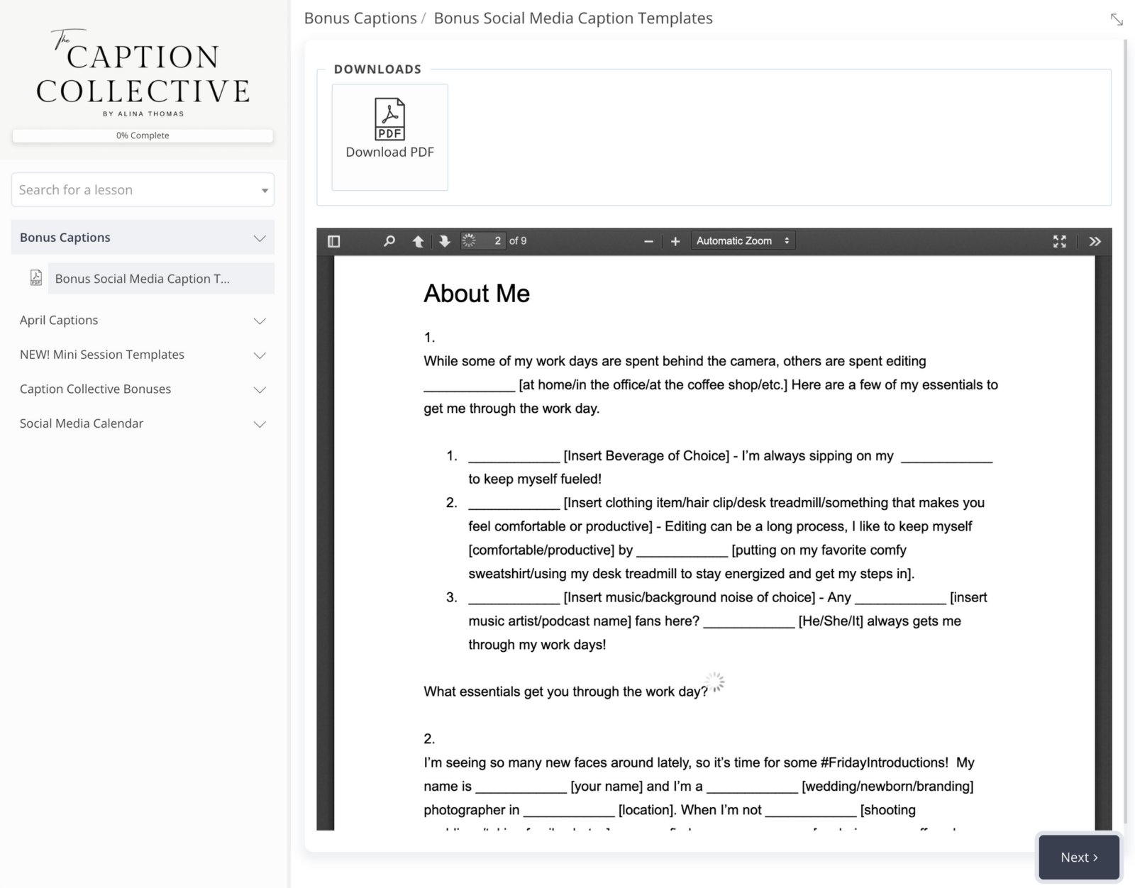 Free Caption Templates For Photographers